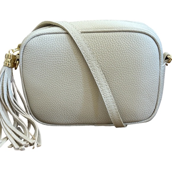 - Genuine leather camera bag crossbody with tassel - white - Picture 9 of 11